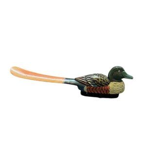 Hand-Painted Wooden Duck Brush With Long Feather Handle